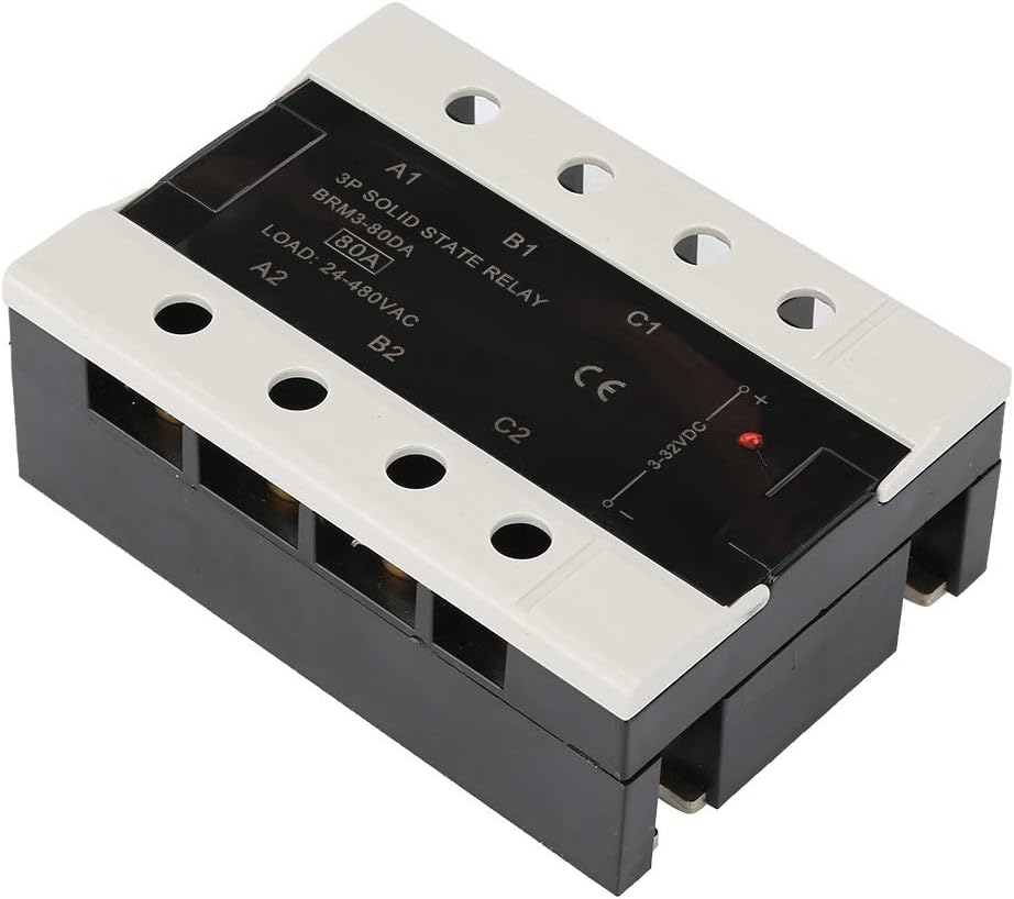 Three Phase Solid State Relay for DC Control, High Performance Thyristor Module, Load Voltage 24-480VAC, Ideal for Industrial Automation Systems (BRM3-80DA)