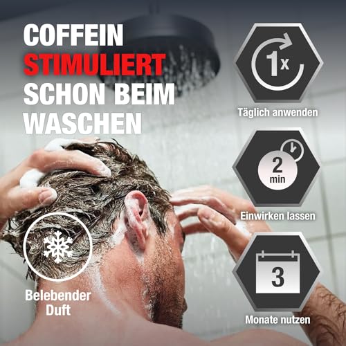 Foto von Alpecin Coffein-Shampoo C1, 2 x 375 ml - Haarwachstum stimulierendes Haarshampoo gegen erblich bedingten Haarausfall bei Männern - zur Verbesserung des Haarwachstums