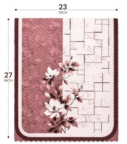 Image of Printed 7 Seater L-Shape Sofa Cover with Arm Covers, Quilted Texture, Sectional Couch Protector for Living Room-Pack of 15 (Pink Bloom)