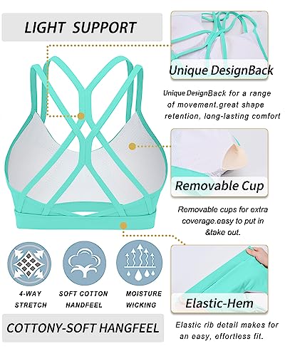 Image of RUNNING GIRL Sports Bras for Women,Strappy Crisscross Back Padded Low Impact Running Sports Bra with Removable Cups