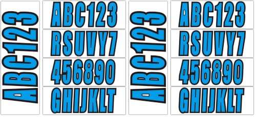 Image of 4 Sets 3 inch Marine Alpha-Numeric Registration Numbers and Letters Sticker Decal Kits for Boats & Personal Watercraft Solid Blue (Pack of 2)