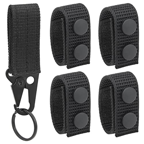 Belt Keepers with Tactical Gear Clip, 4 Pack Law Enforcement Nylon Duty Belt Keepers 2" with 1 Pack Key Holder UIInosoo for Police