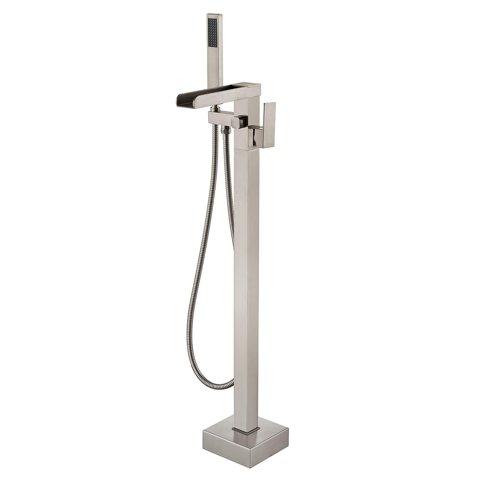 Robinet de baignoire autoportant cascade nickel brossé avec douchette