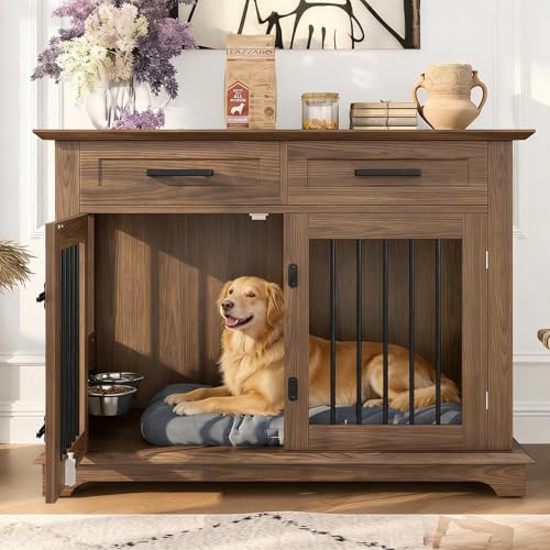 Merax 44.48' Large Dog Crate Furniture with Rotating...