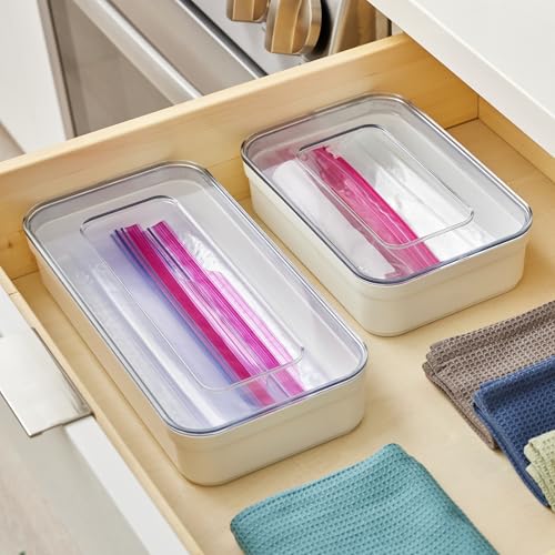 Support de sacs à fermeture plastique avec distributeur compact