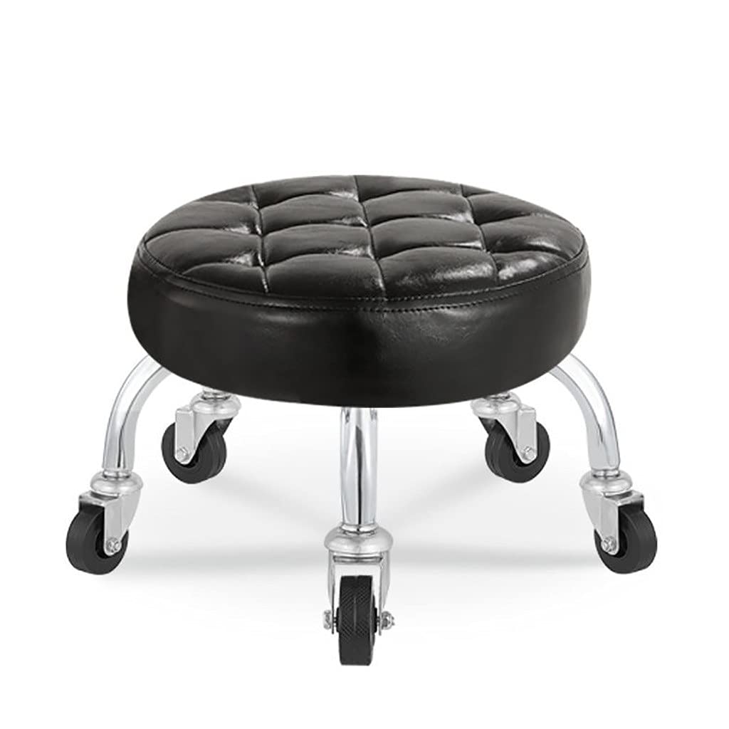 Mobilna ławka z kółkami, obrotowe koło pasowe, podnóżek, stołek do pedicure, okrągły, tapicerowane siedzisko dla dzieci i dorosłych, wysokość 22 cm