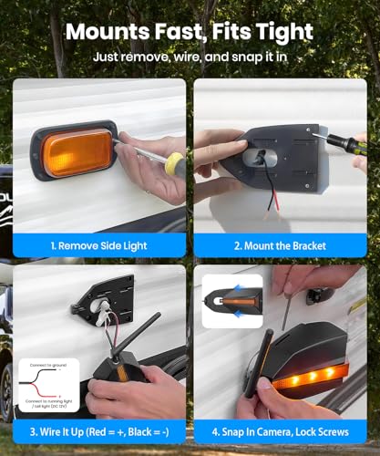 AUTO-VOX RV Backup Camera Wireless with Left and Right Side Cameras, Adjustable Viewing Angle, IR Night Vision, Compatible Only with 3 Channel Monitor for Motorhome, Fifth Wheel, Travel Trailer - Thumbnail 4