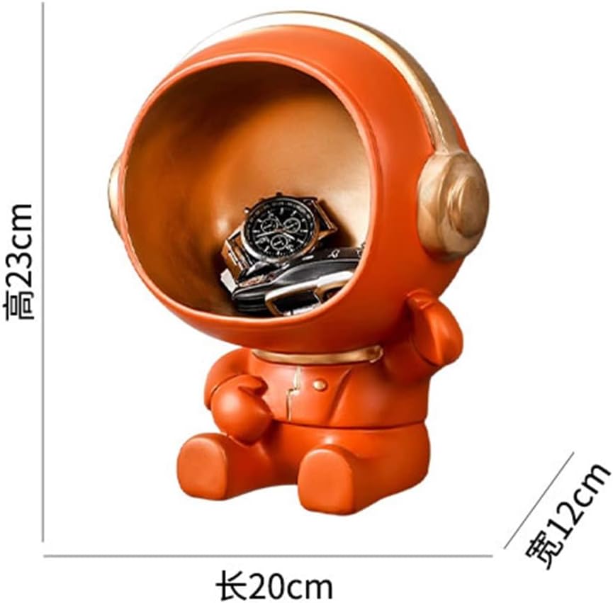 MEHWSUR Key Bowl Big Mouth Key Storage Bowl,Wall Mounted Entryway Storage Organizer,Astronaut Figurine Key Storage Bowl Creative Resin Candy Dish Jewelry Earrings Holder (Color : White)