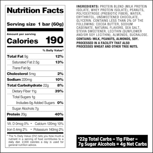 Quest Nutrition Chocolate Peanut Butter Flavored Protein Bar, High Protein, High Fibre, Low Sugar, 20g Protein, Gluten Free, 4ct - 1