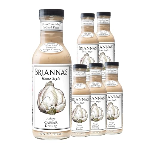 BRIANNAS - Home Style Asiago Caesar Dressing – Fine Salad Dressing made with Premium Ingredients - Gluten Free & Low Sugar Dressing - 12 oz. Bottles - 6 Pack
