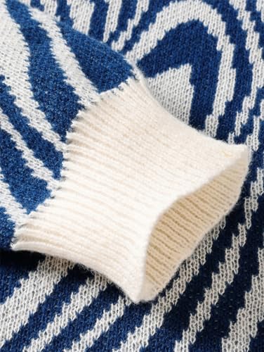 Men Geometric Pattern Sweaters Casual O-Neck Contrast Color Knitted Men's Pullovers4