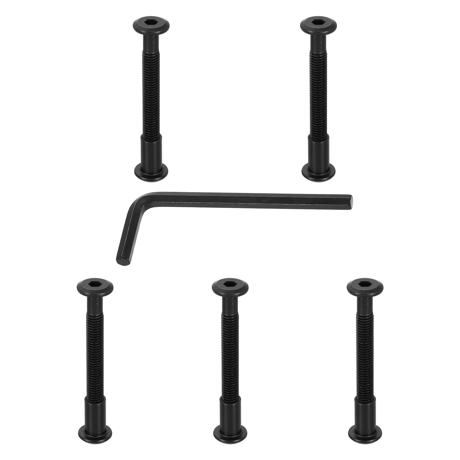 PATIKIL M8x70mm Male Hex Chicago Screws, 5Pcs Carbon Steel Metric Hex Drive Socket Cap Binding Post Screw Posts for Scrapbook Leather Belt Album Furniture, Black(Female 10x18mm)