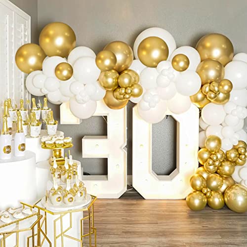 Image of CANREVEL Metallic Gold Balloons - 100pcs Different Sizes 15 /10 /12 /18 Inch Chrome Gold Latex Balloons Garland Arch Kit for Birthday Party Graduation Baby Shower Wedding Holiday Balloon Decoration