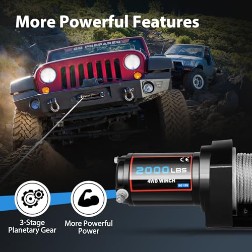 Winch eléctrico 2000LBS con control y tornillos miniatura 3