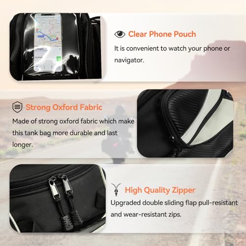 Dracarys Magnetic Motorcycle Tank Bag - Oxford Schwarz Motorrad Tasche Reise Outdoor-Sporttasche Gepäck Starke Magnetische Tasche für die Meisten Motorräder