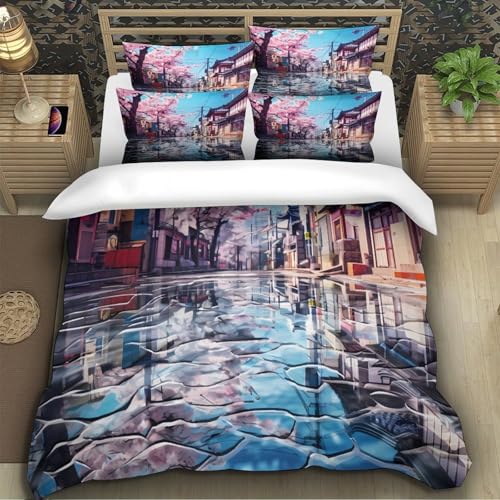 Housse de couette fermeture éclair 135x200 parure lit 3D