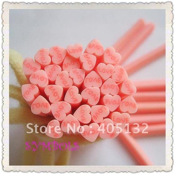 g-09 100pcs/lot 5mm Pink Love Heart Cane Fancy Nail Art Polymer Clay Cane Nail Art Decoration