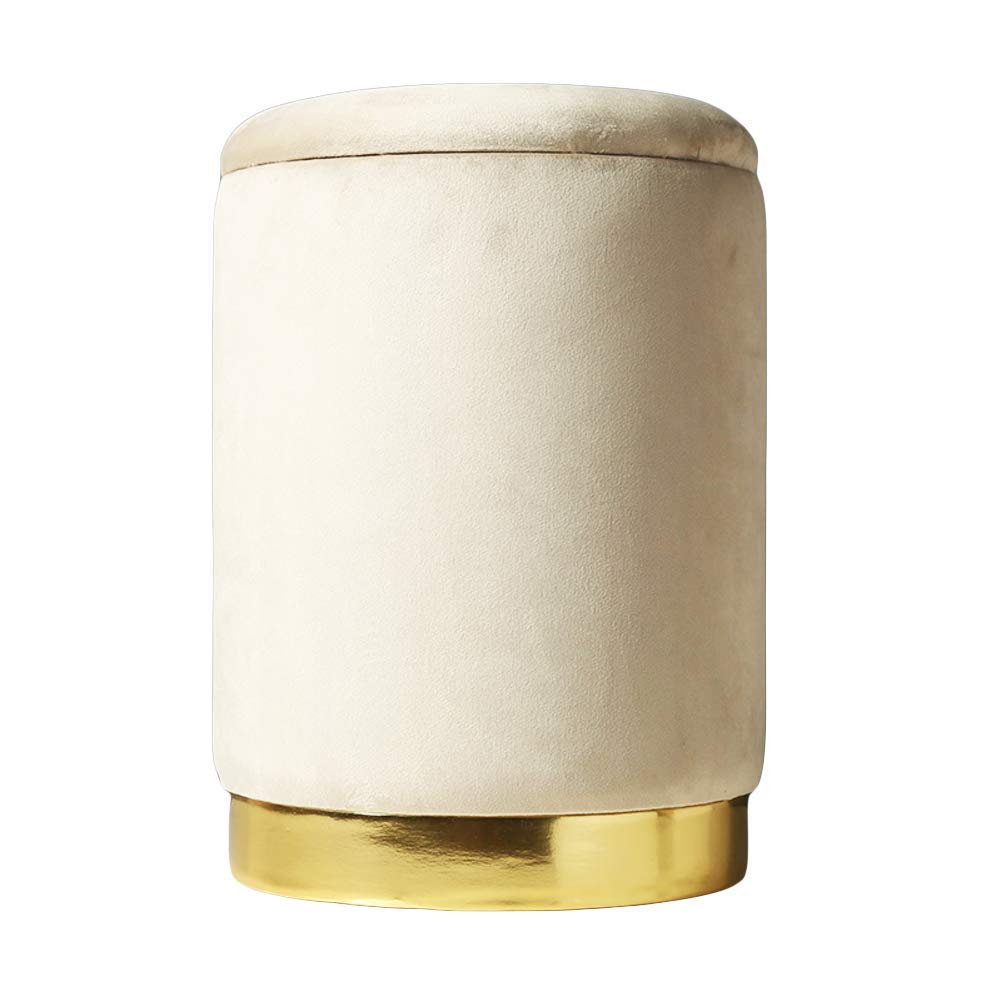 Tabouret rembourré en velours blanc petit meuble de salon moderne