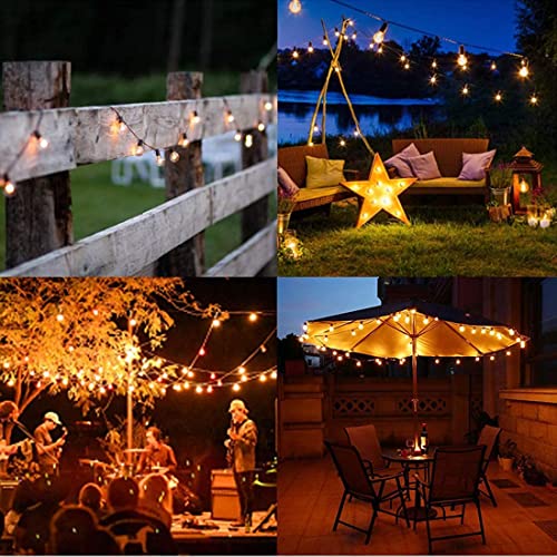 Abeja 50Ft Outdoor Patio String Lights With 53 Clear Globe G40 Bulbs,Ul Certified For Patio Porch Backyard Deck Bistro Gazebos Pergolas Balcony Wedding Gathering Parties Markets Decor, Brown Wire #TOP6