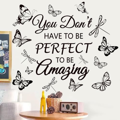 Inspirational Wall Decal Quotes You Don't Have to Be Perfect to Be Amazing Wall Art Stickers Motivational Word Letter Decals Wall Decor Sticker for Bedroom Living Room School Office Home Decor