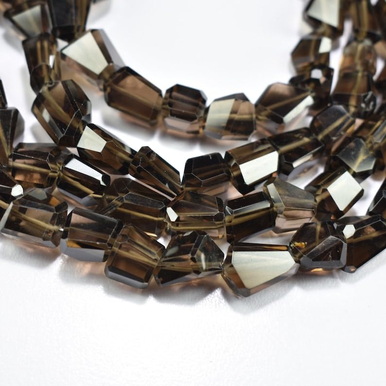 Naturalny kwarc dymny fasetowane koraliki 7,5 x 9 - 9,5 x 12,5 mm 40 cm długi sznurek tworzenie biżuterii koraliki z kamieni szlachetnych do naszyjnika, bransoletki