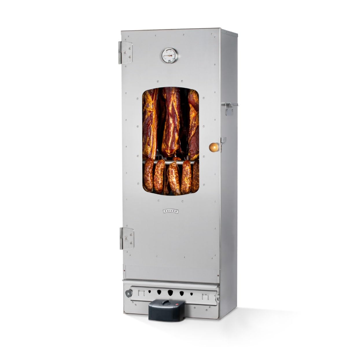Fumoir électrique de haute qualité KAISER COMPANY '100' l Ce fumoir est fabriqué en acier inoxydable I Fumoir portable de 110 cm I Idéal pour fumer I Il peut accueillir jusqu'à 15 kg de viande