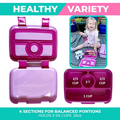 Image of Bento Lunch Box for Kids with Thermo Food Jar for Hot Food Soup, Insulated Lunch Bag and Ice Cold Pack Set, Stainless Steel Lunch Thermal, Girls Container Boxes with 4 Compartments, Pink Unicorn