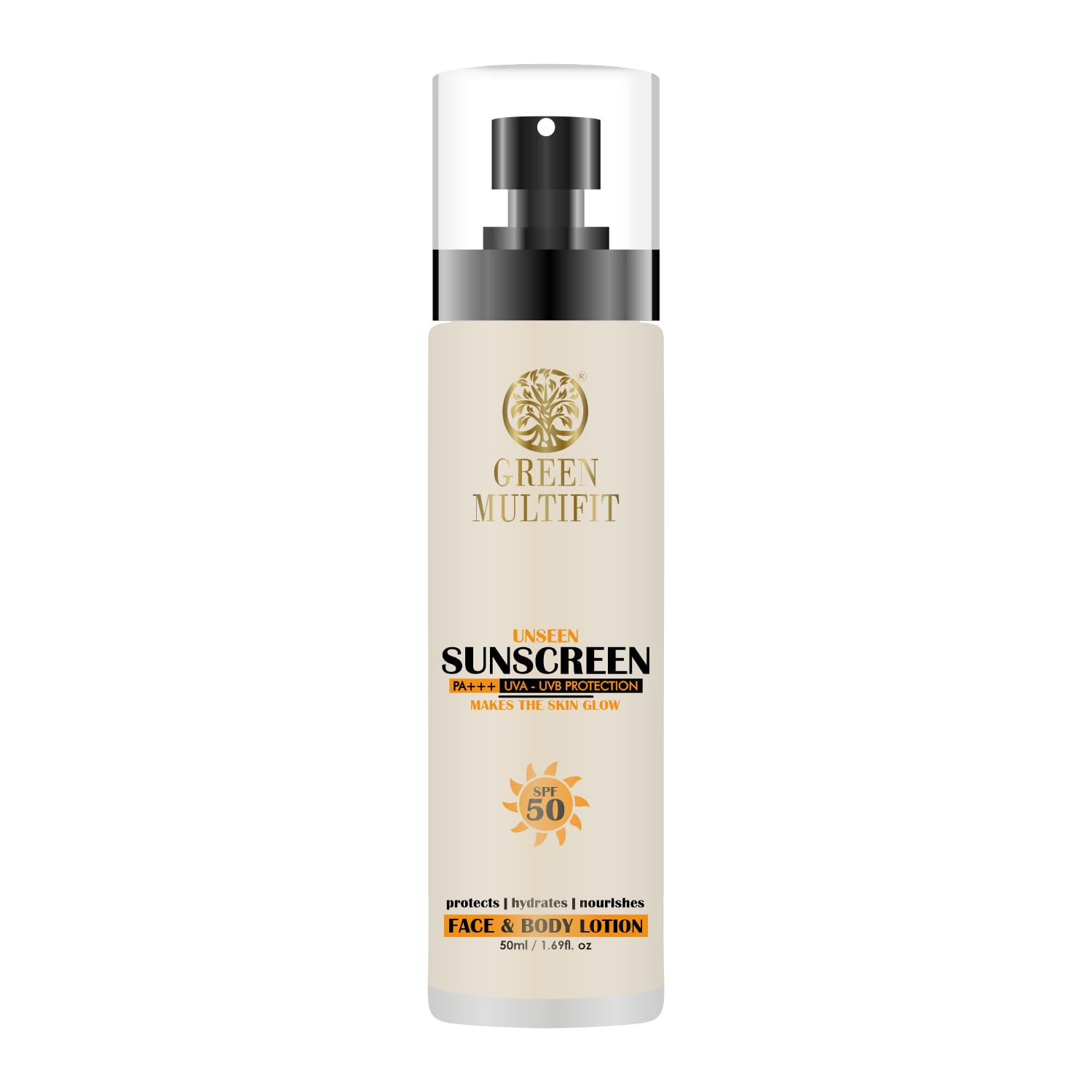 GREENMULTIFIT Unseen Sunscreen Face and Body Lotion SPF 50+++ | Non sticky | Water-resistant | No white-cast | Free from sweat | Lightweight | For all skin type | Free from Sulphate, Paraben, Cruelty-image-0