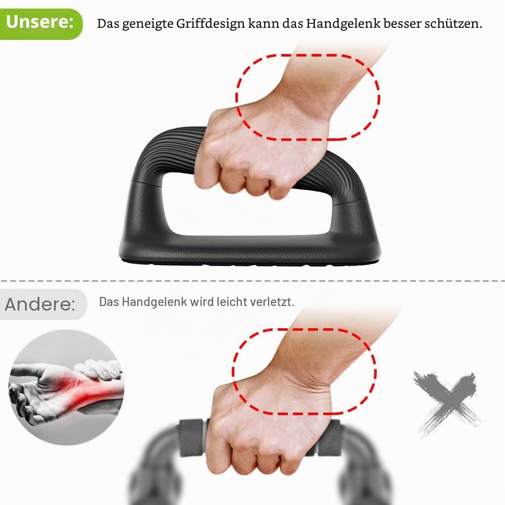 Kipika Liegestützgriffe, Push-up handles, Push-up bars aus Weichem Kunststoff, Anti-Rutsch-Polster an der Unterseite, Krafttrainingsgeräte für Muskeltraining,Set of 2