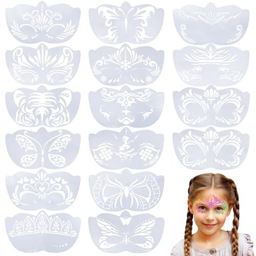 Face Paint Stencils Set Penta Angel 16Pcs Assorted Style Reusable Large Body Makeup DIY Art Painting Templates for Women Men Adults Halloween Carnival Party Cosplay (Indian Hat)