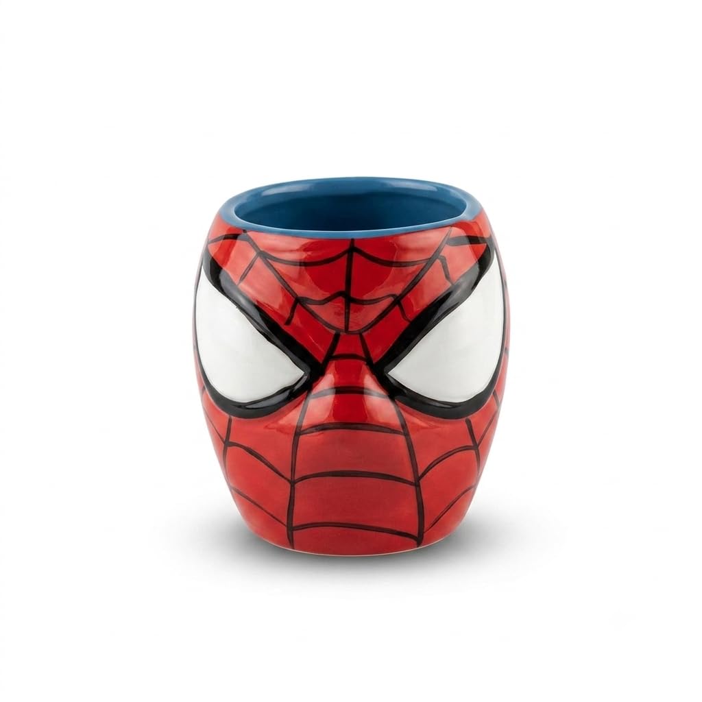 Marvel Spider-Man 3D Ceramic Coffee Mug Red Web Mask Cup Gift Box - 1 Count | Marvel Superhero Theme, 3D Sculpted Design, Web-Patterned Handle, Teal Interior, Collectible Drinkware-image-36