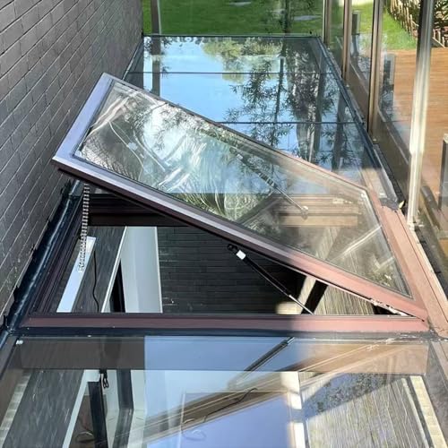 Ventana de Techo eléctrica - Claraboya con Control Remoto y Sensor de Lluvia para Techo, ático y sótano - Diseño de Aluminio Personalizable