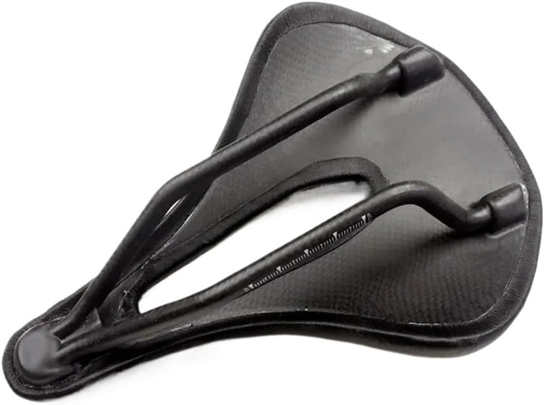 Super Light Carbon Bike Saddle - Leather & Cushion, 7x9mm Rails, 240 * 155MM, 143mm Width, for MTB, Road & Racing Bicycles