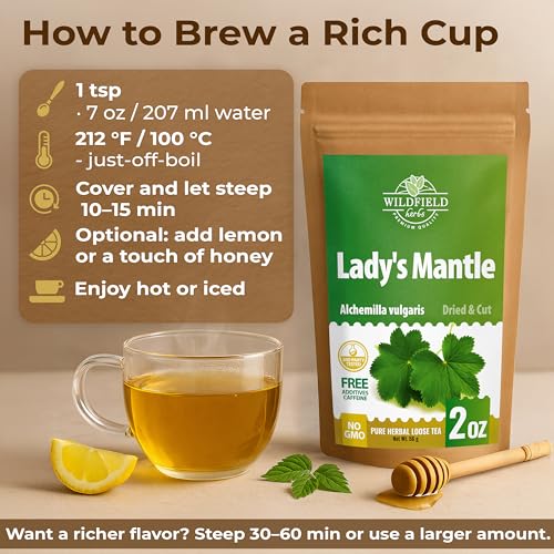 Image of 2 oz. Lady's Mantle Herbal Tea (Alchemilla vulgaris) - 56g Dried Lady's Mantle Herb Tea Alchemilla