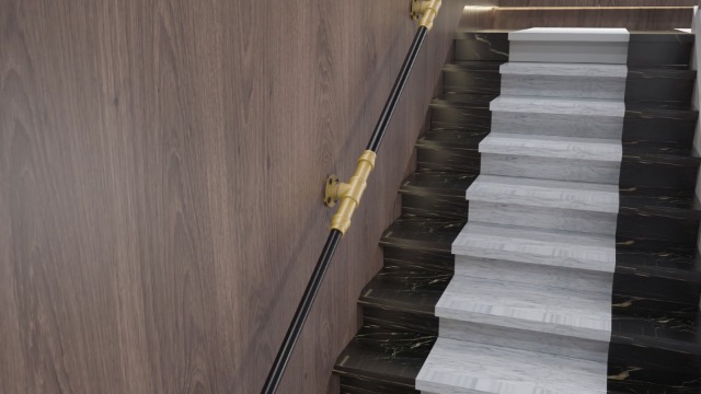 Corrimano Per Scale Interno - Ringhiera In Acciaio Zincato Nero, Antiscivolo, Regolabile 360°, Lunghezza 3M - Foto 4