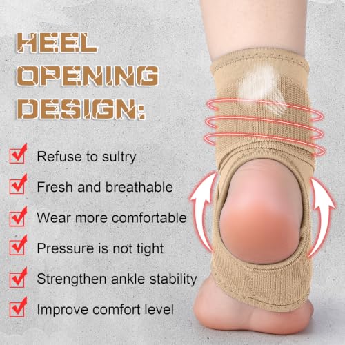Image of Honoson 2 Pcs Ankle Brace Kid Ankle Support Youth Neoprene Lace up Compression Sleeve Foot Brace Stabilizer with Adjustable Strap for Sport Sprained Plantar Fasciitis Achilles Tendonitis(Skin,S)