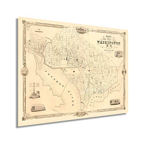 HISTORIX 1850 Washington DC Vintage Map - 18x24 Inch Map of Washington DC Wall Art - Washington DC Map Art - Washington DC Map Poster - Map Washington DC Decor - DC Map Wall Art (2 sizes)