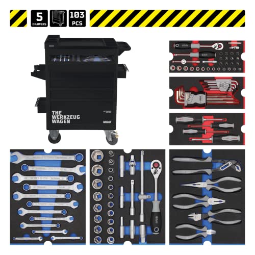 Werkstattwagen bestückt mit 6 Modulen | 5 Schubladen | No.140 | stabile Stahlblechkonstruktion | WGB – Bild 3