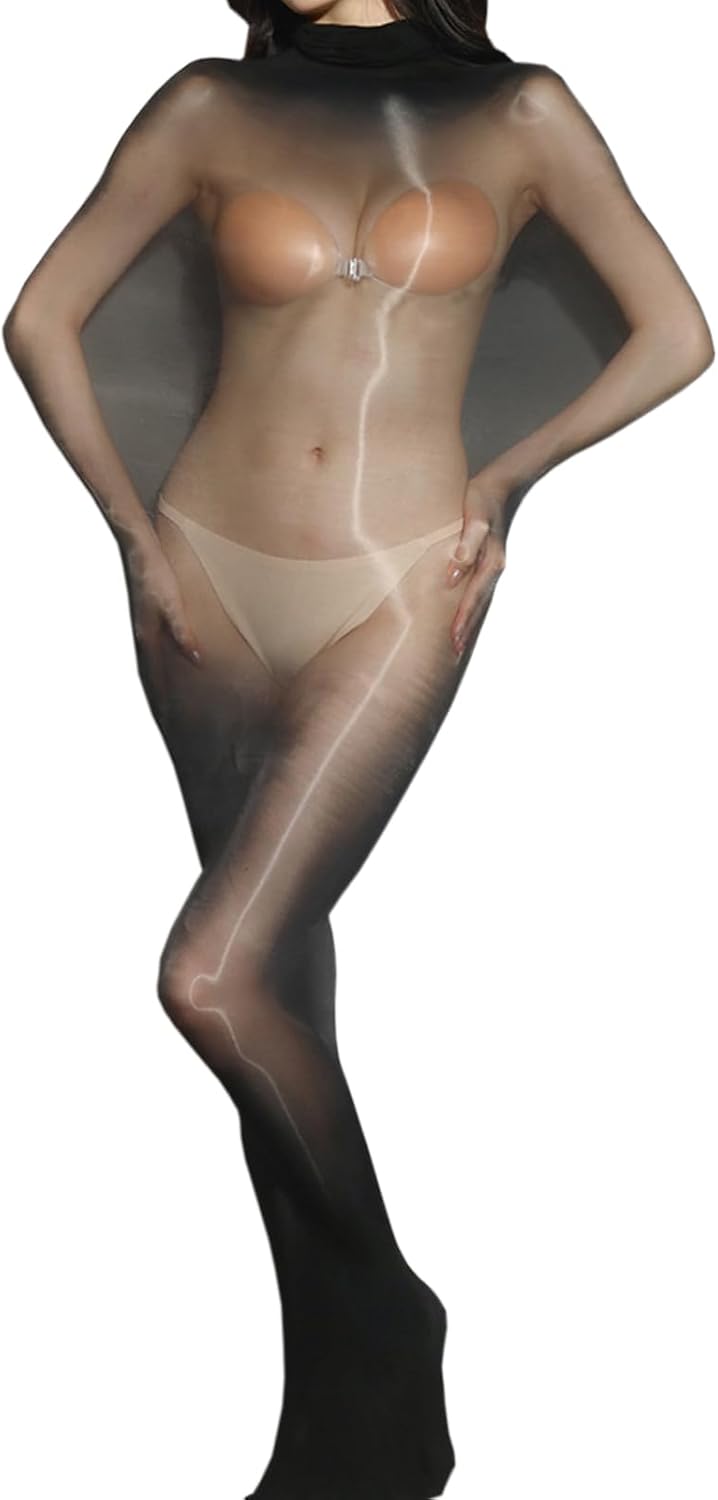 RUIBAVYA Women'S Bodystocking Body Stockings For Women Sexy Full Body Stocking Oil Shiny Body Stocking