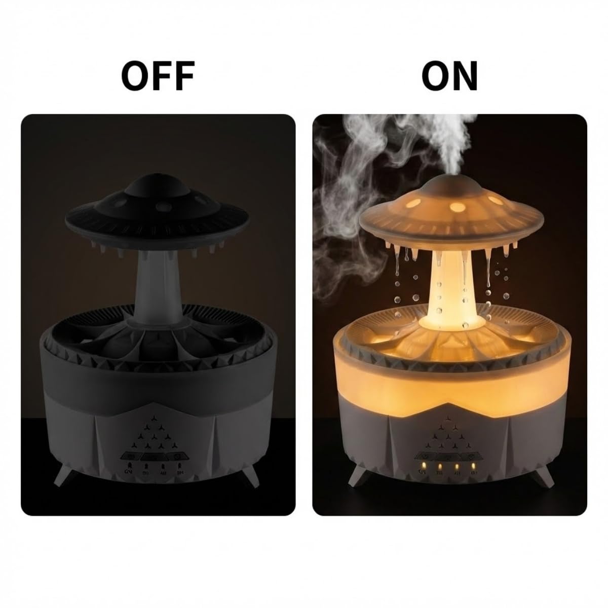 UFO Tasarımlı Hava Nemlendirici ve Aroma Difüzör, Atmosfer Aydınlatmalı, Zamanlayıcılı, 145x189mm