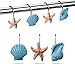 AGPTEK Shower Curtain Hooks, 12PCS Anti Rust Decorative Resin Hooks for Bathroom, Baby Room, Bedroom, Living Room Decor (Blue Seashell)