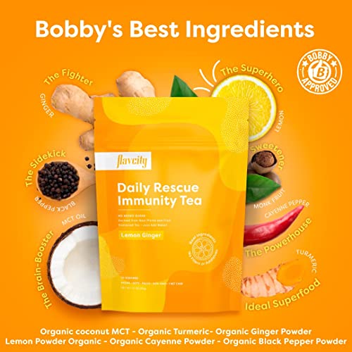 Flavcity Daily Rescue Immunity Tea – Delicious Shelf-Stable Herbal Tea For Wellness Boost Made With Real Lemon And Ginger Powder To Help Your Body Thrive In Every Season (1.9 Oz) #TOP2