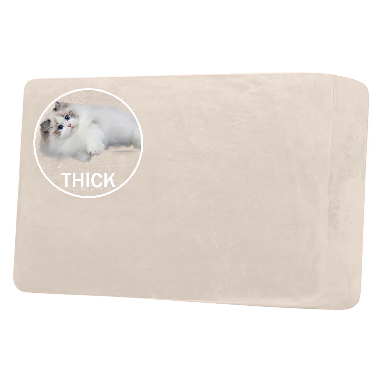 BXFUL Stretch Velvet Sofa Seat Cushion Cover, Removable Sofa Couch Covers with Elastic Bottom, Washable Furniture Slipcovers Protector for Kids and Pets (2-Seater,White Teeth) — image 1