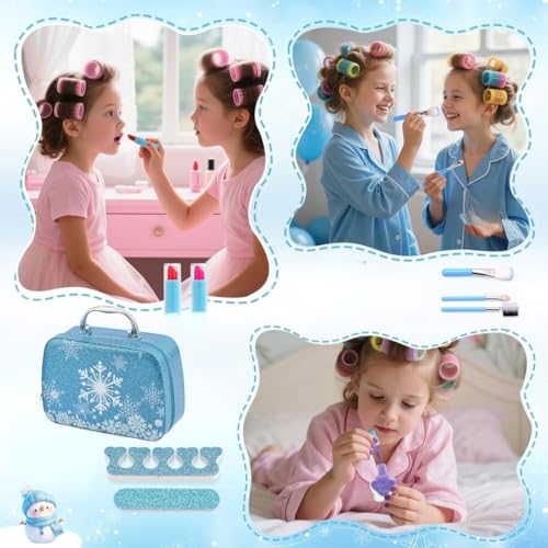 Image of PLUSPOINT Kids Makeup Kit for Girl, Washable Makeup Set for Girls, Real Makeup for Kids, Girl Toys Princess Children Play Makeup Kit with Cosmetic Case Birthday Gifts for Girls Age 4 Year+