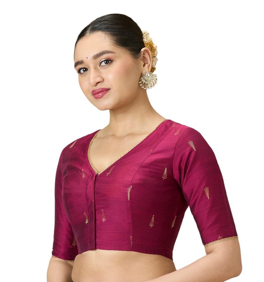 Image of Studio Shringaar Women's Handloom Cotton Silk Readymade Saree Blouse with Underarm Sweat Pads (Pack of 14 Pads)