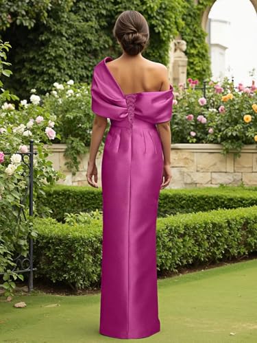 Bedlover One Shoulder Satin Mother of The Bride Dresses Long Slit Formal Evening Party Gowns for Women2
