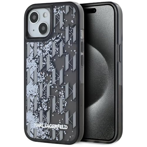 CG MOBILE Karl Lagerfeld Liquide Paillettes Monogramme Gradient pour iPhone 15 (noir)