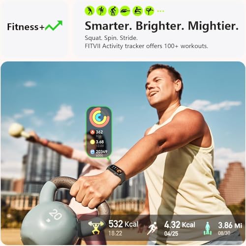 Fitvii Ole Fitness Tracker With 24/7 Heart Rate And Blood Pressure Monitor, Blood Oxygen Sleep Tracking Step Calories Counter Ip68 Waterproof Activity Tracker For Women Men thumb #3