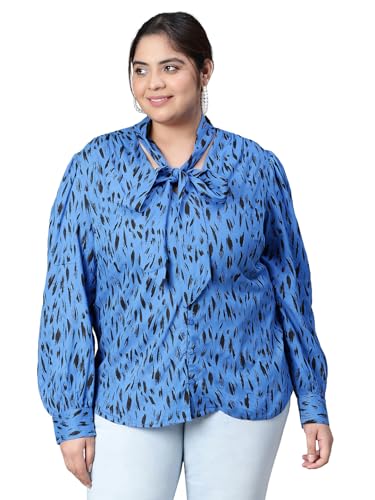 Image of oxolloxo Women Plus Size V-Neck with Tie-Knot Long Sleeve Top