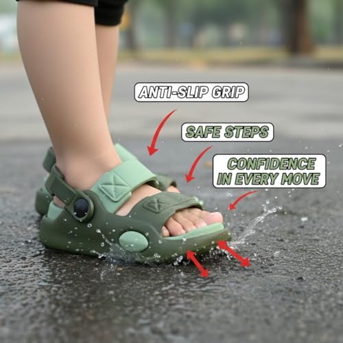 Image of GLJ Kids Comfort Clogs Sandals For Boy And Girl, 1 to 4 Years, Two-Strap Design, Easy To Wear Slip On, Dust and Waterproof, 7101